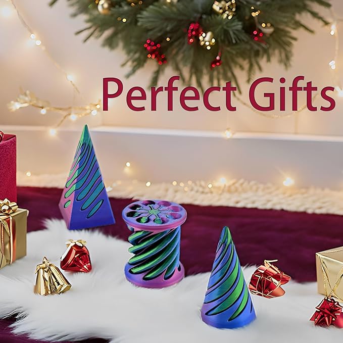 3 Packs Impossible Cone,Spiral Cone Fidget Toy Impossible Pyramid Passthrough Toy,3D Printed Spiral Cone Fidget Toy,Mini Vortex Thread Illusion Desktop Deco Souvenir Gift for Anxiety Relaxing