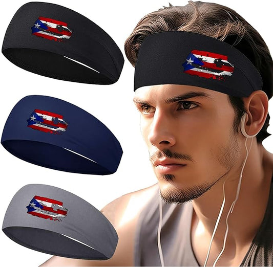 Headbands for Men Women Sweat Bands Headbands Men Sweatbands for Mens Women 3 Pack Cooling Head Bands Mens Elastic Headband Hairband for Running Yoga Gym Athletic Gifts