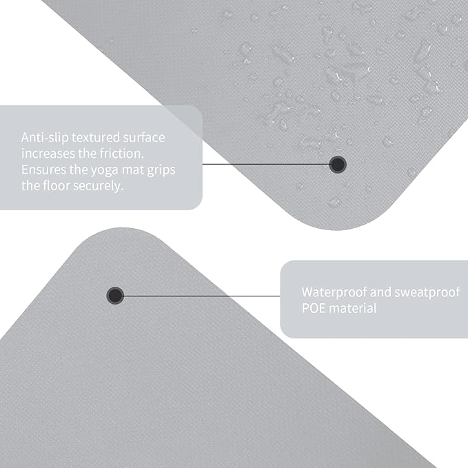 Yoga Mat Extra thick 8mm Exercise mat, Soft Lightweight TPE Fitness Mat with strap, High Elasticity, Anti-fatigue,non-slip mat for Women, Yoga, Camping, Travel, Gym & Outdoor | 72"L x 0.32"Th