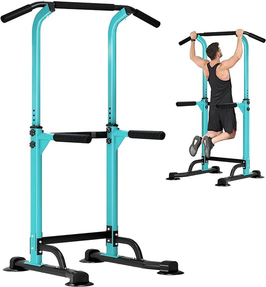 DlandHome Power Tower Pull Up Dip Station Multi-Function Fitness Equipment for Strength Training Adjustable Height Dip Stand for Home Gym