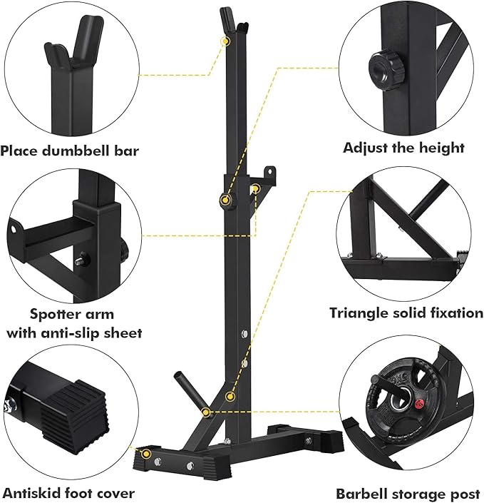 BangTong&Li Squat Rack Stand,Barbell Rack,Bench Press Rack Stand Home Gym Adjustable Weight Rack 550Lbs