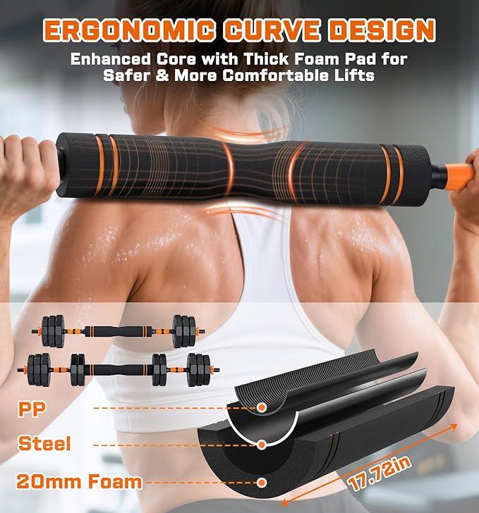 5-in-1 Adjustable Dumbbell Set, 33/44/66/88lbs Free Weights Set with Connector, Used as Kettlebells, Barbell, Push up Stand, Standard 1" Plates, Fitness Exercises for Home Gym Suitable Women/Men