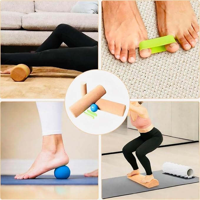 Cork Balance Board - Non-Slip Rocker for Plantar Fasciitis Relief & Ankle Strengthening | Balance Trainer for Seniors, Athletes & Yoga Enthusiasts (Portable Home Gym Equipment)