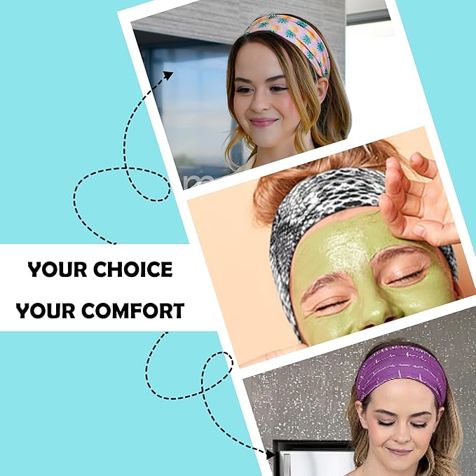 LOTUS78, Pack of 6 Wide Headbands for Women Non Slip, Fashionable Sports Hair Bands for Women's Hair, Soft Elastic Stretchy Head bands, Yoga Workout Headbands for Women Daily Fashion (Tropical)