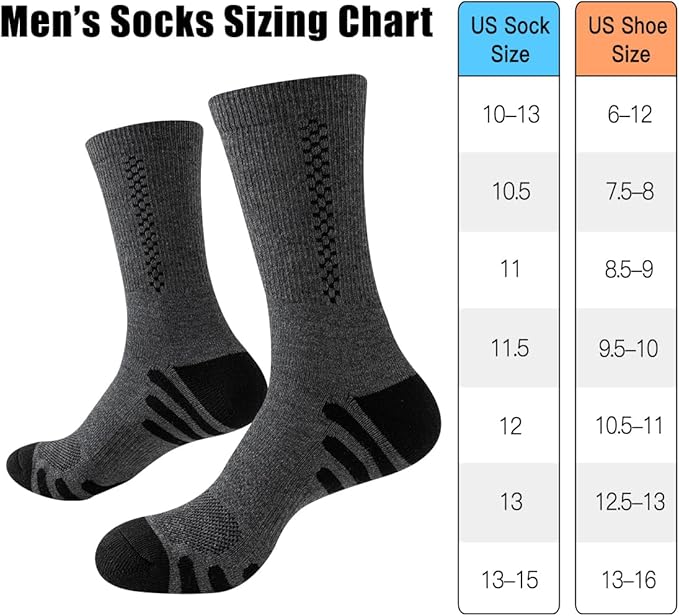 JOYNÉE 8 Pairs Mens Crew Athletic Work Long Socks Calf Cushioned Socks for Sports Running Workout Gym