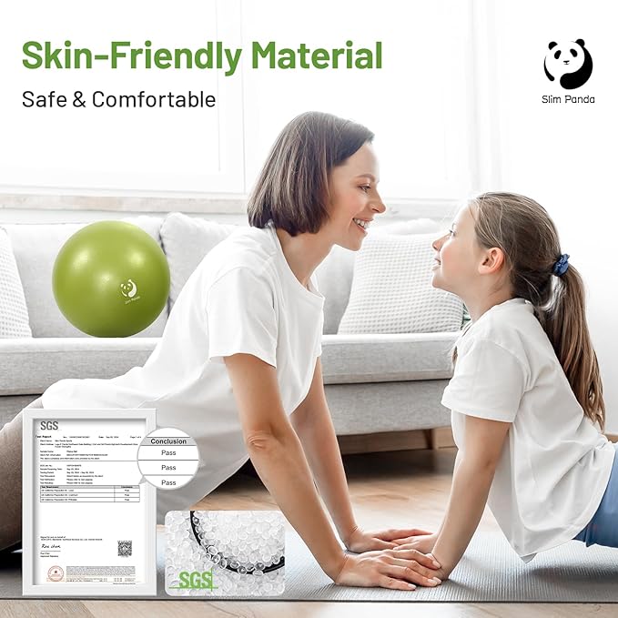 Slim Panda Pilates Ball, 9 Inch Small Exercise Ball, Anti Burst Mini Yoga Ball for Stability, Workout, Barre, Core Strength, Physical Therapy, Balance, Stretching