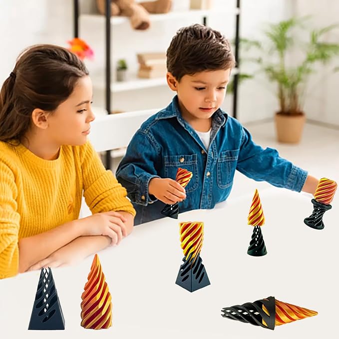 3 Packs Impossible Cone,Spiral Cone Fidget Toy Impossible Pyramid Passthrough Toy,3D Printed Spiral Cone Fidget Toy,Mini Vortex Thread Illusion Desktop Deco Souvenir Gift for Anxiety Relaxing