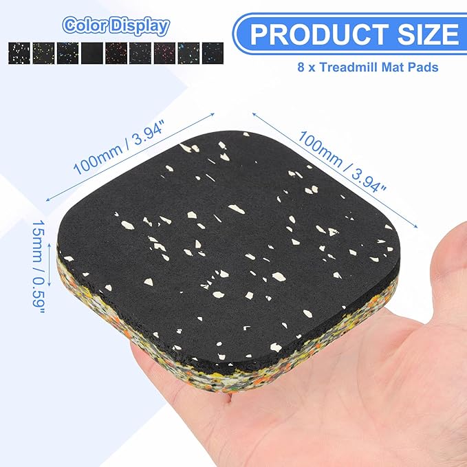 PATIKIL 8 Pcs Treadmill Mat Pads, 4x4x0.6 High Density Foam Anti Vibration Pad Sound Proof Floor Mat Exercise Equipment Mat for Carpet Protect Noise Reduction Home Gym, White