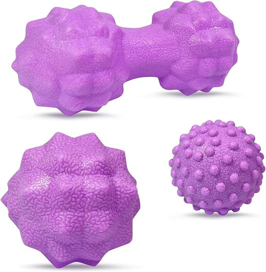 Massage Ball Set, Plantar Fasciitis Relief Foot Pain Therapy - Trigger Point, Heel Spur, Sore Muscle- Back, Arm, Neck, Shoulder, Leg Circulation Roller