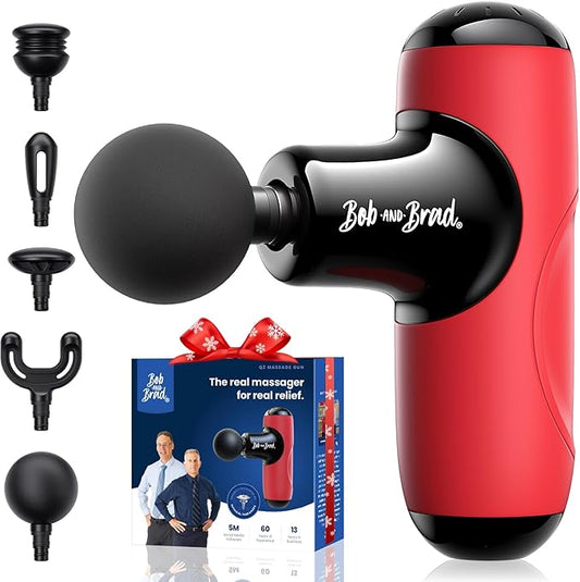 BOB AND BRAD Q2 Mini Massage Gun for Women - Portable Muscle Pain Relief, Powerful Deep Tissue Percussion Massager, Ultra Quiet Handheld Massager, Designed for Travel - Red