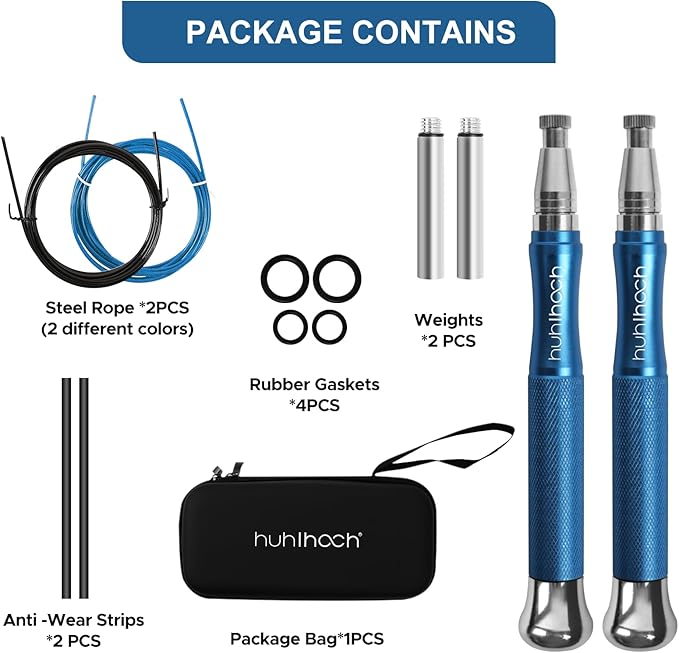 Speed Weighted Jump Rope with Secure Lock Mechanism, 360° Smooth Swivel, Non-Slip Matte Textured Handles, Features 2 Performance Cords for Effective Fitness Workouts