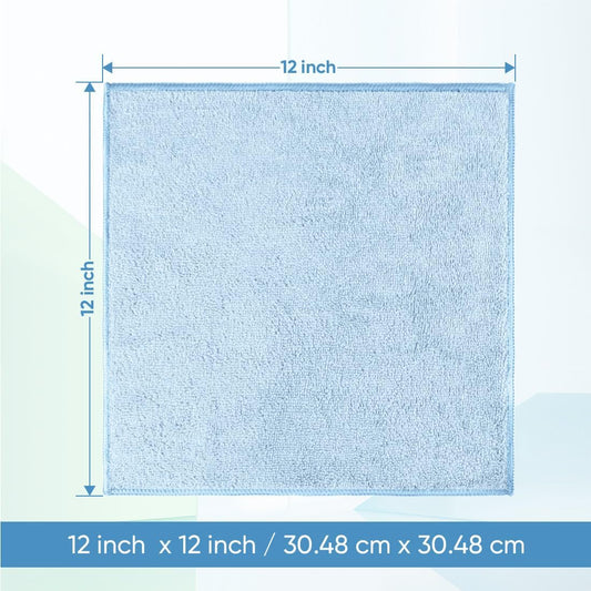 HOMEXCEL Microfiber Washcloths 12 Pack, Highly Absorbent and Soft Face Towel, Multi-Purpose Wash Cloths for Bathroom, Gym, Hotel, Spa and Kitchen, Multicolor 12x12 Inch, Blue