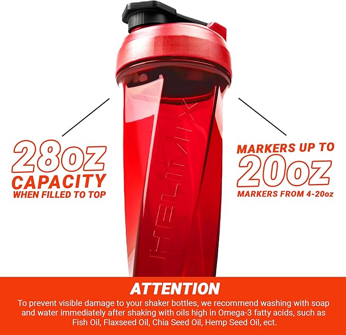 HELIMIX 2.0 Vortex Blender Shaker Bottle Holds upto 28oz | No Blending Ball or Whisk | USA Made | Portable Pre Workout Whey Protein Drink Shaker Cup | Mixes Cocktails Smoothies Shakes | Top Rack Safe