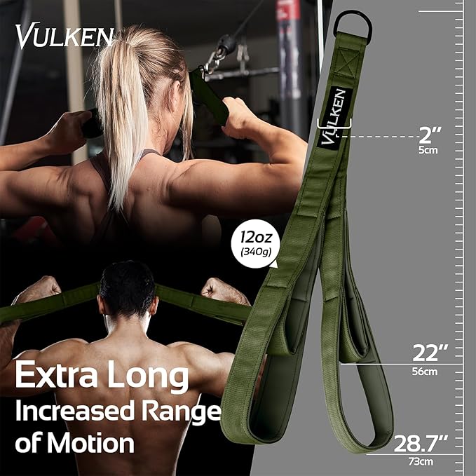 Vulken Tricep Rope Cable Attachment. 28.7 Inch & 22 Inch Two Lengths Built in One Pull Down Rope, Black & Pink