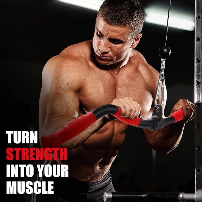 V-shaped Bar Straight Rotating Bar Curl LAT Pull Down Bar D Handle Double D Row Handle With PU Grip Environmentally Odorless, Lat Pulldown Attachments Cable Machine Attachment for Home Gym