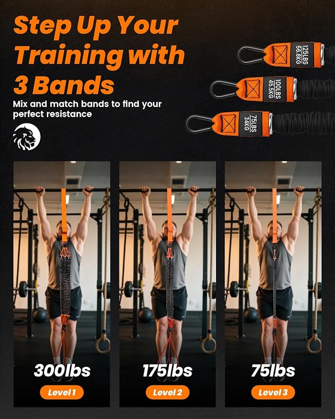 Pull Up Assistance Bands, Adjustable Heavy Duty Resistance Band for Pull Up Bar, Pull Up Assist Bands with Feet Rest for Strength Training, Home Fitness Workout Equipment, Height Adjustable