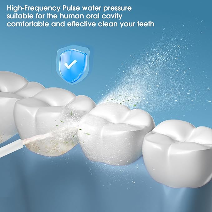 HANGSUN Compact Travel Water Flosser-Cordless, Deep Plaque Removal, 30 Days Battery, 3+1 Modes (DIY 8 Levels), 6 Nozzles for Braces/Sensitive Gums, IPX7, 180ml Collapsible Tank, Rechargeable, Green