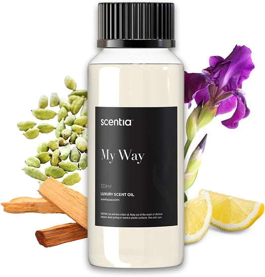 Scentia Hotel My Way Diffuser Oil Inspired by The 1 Hotel MiamiBeach - 120 ml 4.06 fl oz - Fragrance Oil Blend Sandalwood, Cedar & Lemon Notes for Aromatherapy Diffusers and Humidifiers
