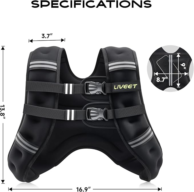 Weighted Vest Women with Pocket, SGS Certified Weighted Vest for Men, 5 10 15 20 25 30 lb Weight Vest with Reflective Strips Adjustable Buckle Straps for Walking Running Strength Training Cardio Workout