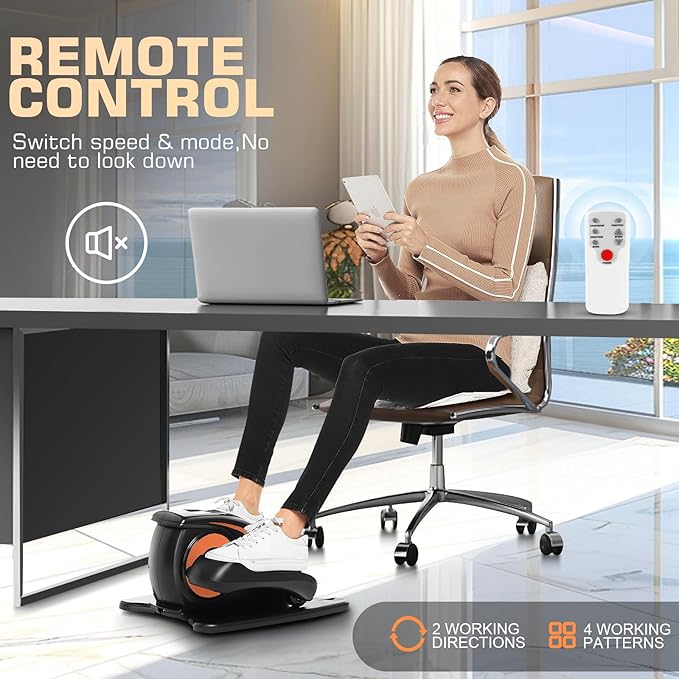 ANCHEER Under Desk Elliptical, Electric Ellipse Leg Exerciser While Sitting for Seniors Adults, Quiet Portable Motorized Seated Foot Pedal Exerciser with Remote Control for Home Office Use
