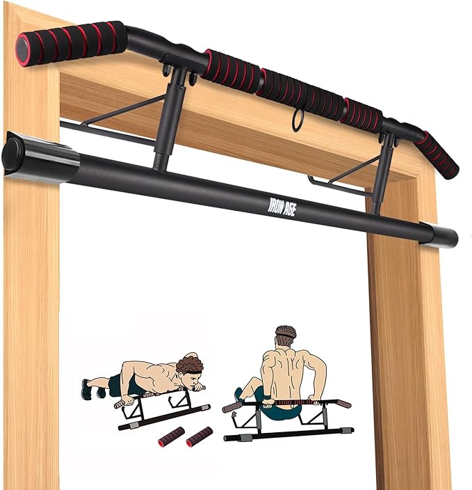 IRON AGE Pull Up Bar for Doorway : 2025 New Pullup Bar - Industrial Grade Steel, Hang & Go Training, Multi-Grip Horizontal Array