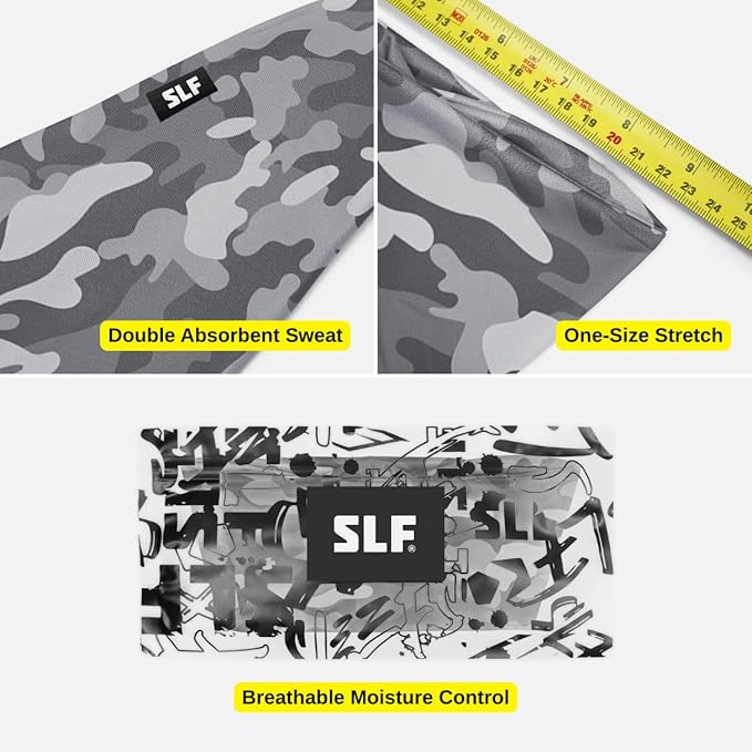 SLEEFS Sweat Bands Headbands Men & Women - Cooling Sports Mens Headband for Running, Football, Basketball, Cycling, Workout - Sweat Moisture Wicking Head Band Stretch Fit, Non-Slip Design - One Size