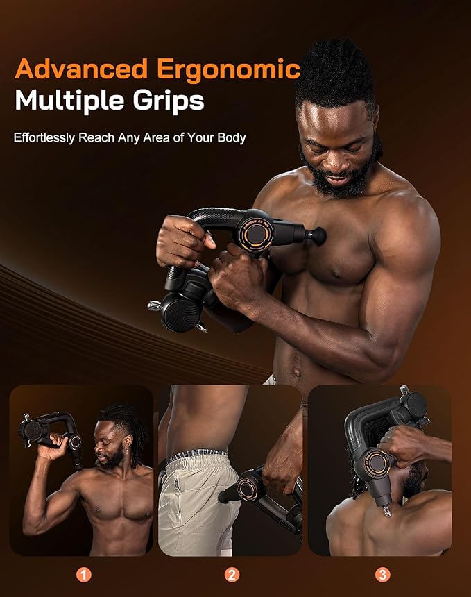 R3 Pro 3-in-1 Massage Gun with Vibration - 18mm Amplitude & 6500RPM Deep Tissue Percussion Massager for Pain Relief in Back, Shoulder, Leg - Gift for Athletes