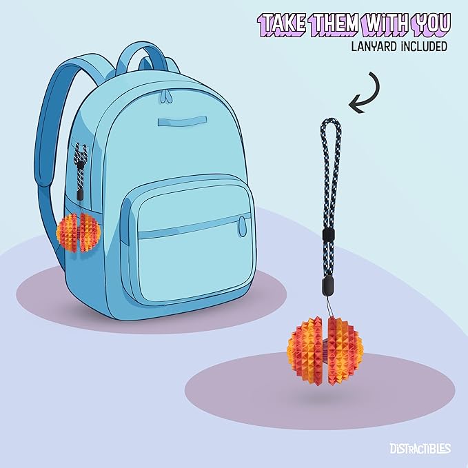 Round Spiked Sensory Fidget Clicker, Tactile Stimming Device with Mechanical Clicky Switches, Lanyard Attachment, Ideal for Pain Stim, ADHD, Autism & Stress Relief (NEON NOVA, Medium)