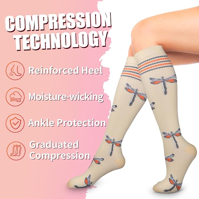 Bluemaple Compression Socks for Women & Men Circulation (6 Pairs) 15-20 mmHg is Best Support for Athletic Running Cycling