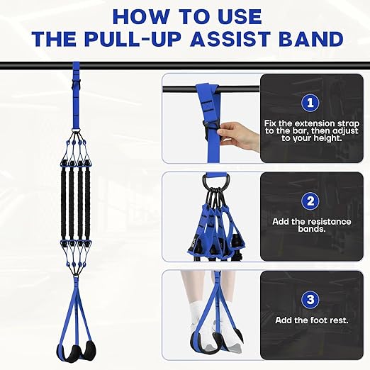 Pull Up Assistance Bands - Adjustable Heavy Duty Pull Up Assist Workout Bands for Men, Women, and Seniors - Resistance Bands for Pull Ups - Pull Up Bar Accessories (Blue)