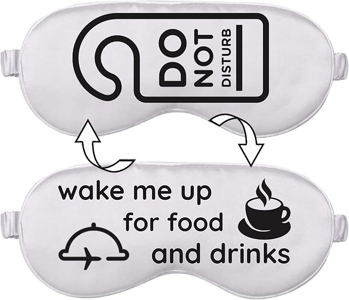 VITYA Silver Do Not Disturb/Wake Me Up Double-Sided Silk Sleep Mask for Women/Men | Light Blocking | Soft Breathable Sleep Eye Mask for Traveling on Airplane | Eye Mask with Elastic Strap (Silver)