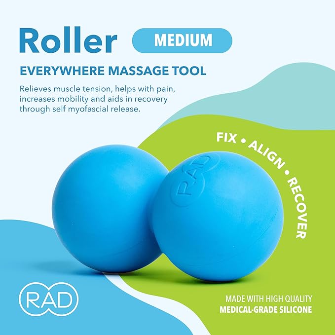 RAD Original Peanut Massage Ball – Medium Density Yoga Deep Tissue Roller Ball – Myofascial Release for Back, Neck, Feet, Psoas & Spine – Suboccipital & Thoracic Trigger Point Therapy