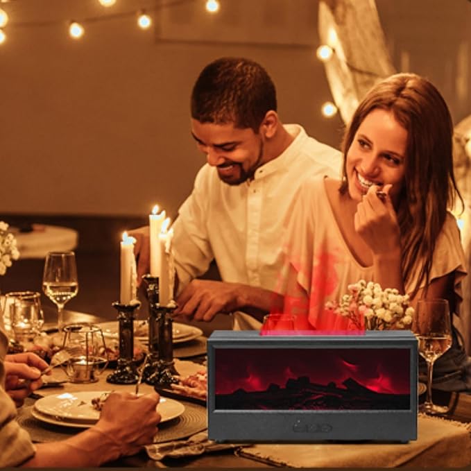 Essential Oil Diffusers for Home,Air Diffuser Flame Colorful Water Vapor Fireplace Fire Humidifier Aromatherapy Aroma for Room Bedroom,Auto Off Protection