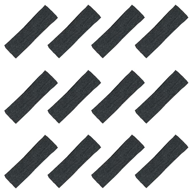 Kenz Laurenz Soft and Stretchy Elastic Cotton Headbands, Pack of 12, Charcoal Grey