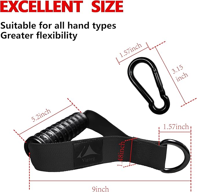 1000lbs Heavy Duty Fitness Handles - Non-Slip Rubber Exercise Grips for Cable Machines, Resistance Bands, Pulley Systems - Universal Attachment for Home & Commercial Gym Workout Equipments