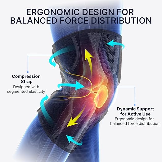Fit Geno Knee Brace for Meniscus Tear: Adjustable Knee Support with Side Stabilizers & Patella Gel Pads for Knee Pain Relief - M/L
