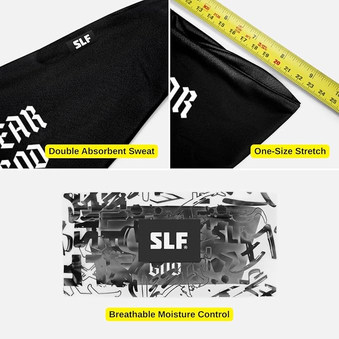 SLEEFS Sweat Bands Headbands Men & Women - Cooling Sports Mens Headband for Running, Football, Basketball, Cycling, Workout - Sweat Moisture Wicking Head Band Stretch Fit, Non-Slip Design - One Size