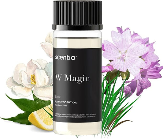 Scentia W Magic Hotel Diffuser Oil Inspired by 5-Star Hotel - 50 mL 1.69 fl oz - Fragrance Oil Blend Bergamot, Lemongrass & Jasmine for Aromatherapy Diffusers and Humidifiers