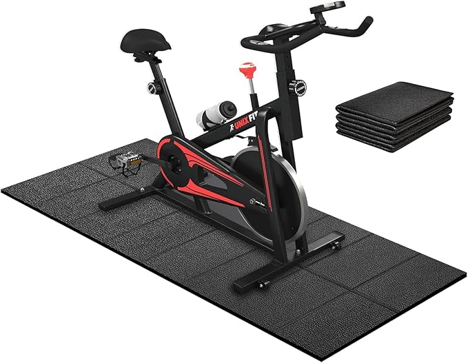Treadmill Mat, 5'x2.5'/5.6'x2'/6.5'x3'/8'x3',6mm Thickness Exercise Equipment Mat for Carpet Hardwood Floors, Compatible with Walking Pad,Spin Bike,Elliptical Trainer,Rowing Machine