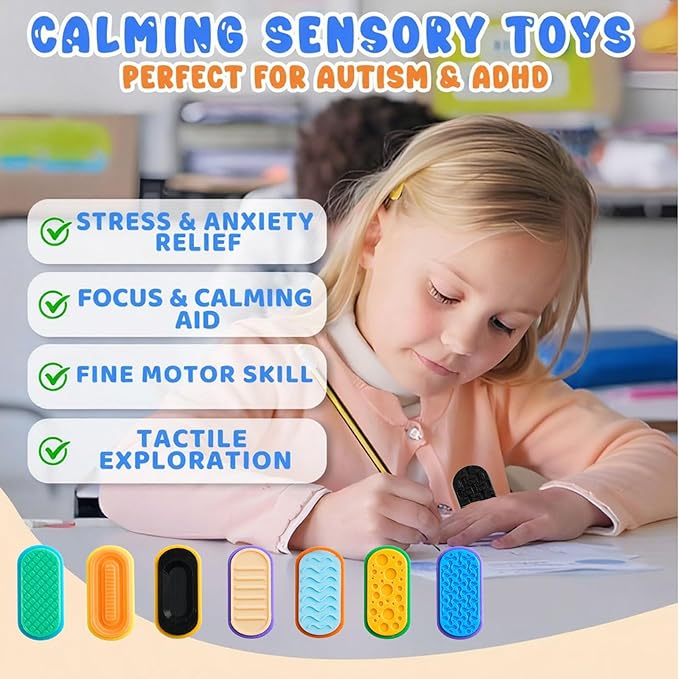Magnetic Fidget Slider Toys for Kids and Teens,8 Piece of with Different Sensory Pattern,4 Matching Pairs,Small Sliders ,for Stress Relief,EDC,Office Desk,Classroom