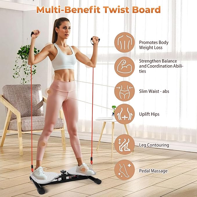Ab Twister Board,300 lbs Capacity,Slim Waist and Core Ab Exercise,Foot Massage Design,Noiseless Home Gym Exercise