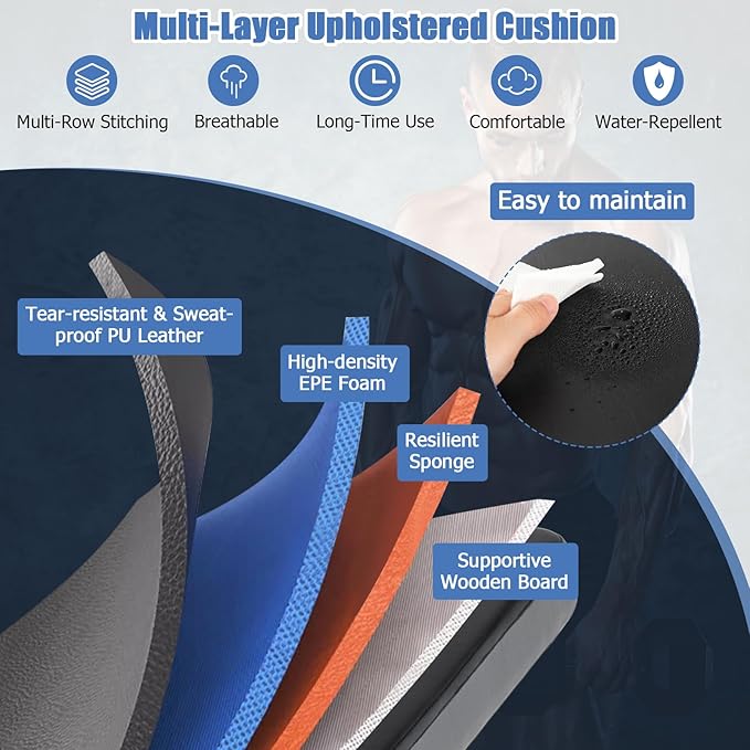 GYMAX Flat Weight Bench, 660lbs Easy Assembly Weight Bench Press with Thick Cushion & Anti-slip Foot Pads, Compact Strength Training Equipment for Home Gym Exercise