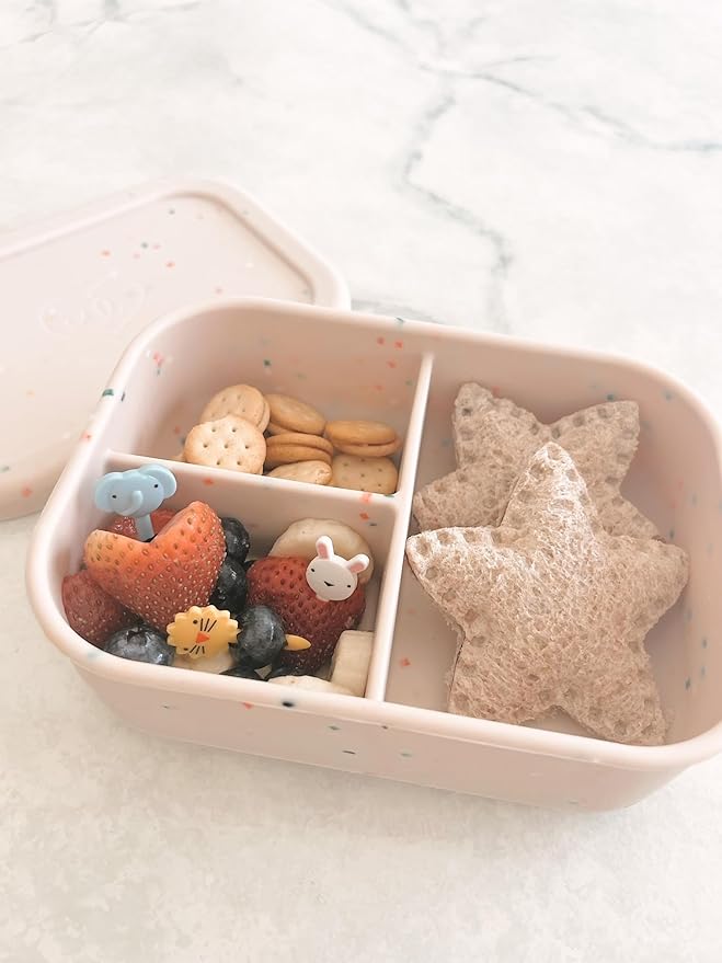Leak Proof Bento Box Food-Grade Silicone Bento, BPA, Phthalate, Lead, & PVC Free - Bento Lunch Box for Daycare, Kids, & Adults - Leak Resistant Sets With Lids Snack Box Container (Peach)