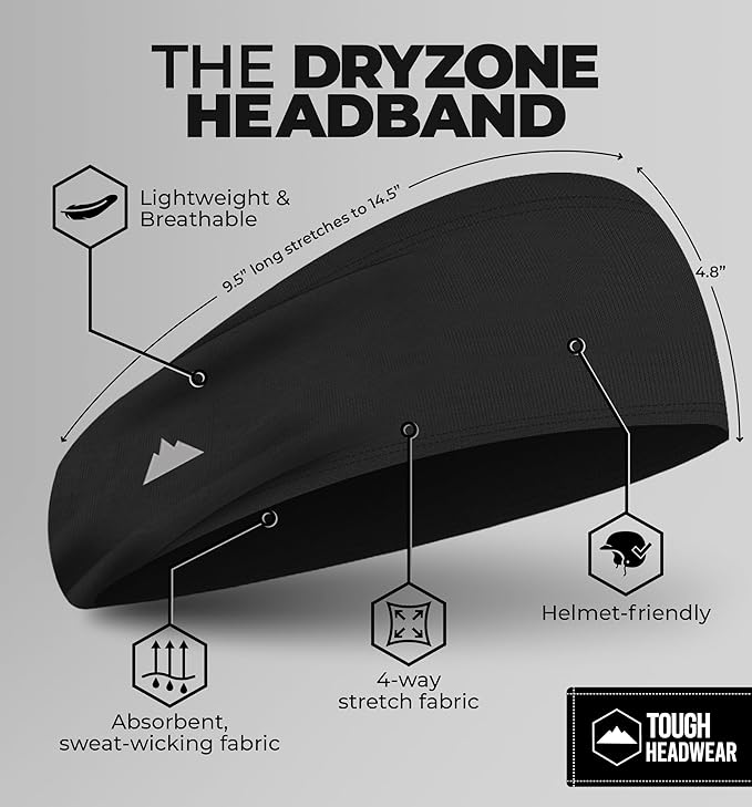 Tough Headwear Sport Headbands for Men - Workout Headbands for Women - Running Headband -Tennis Athletic Sweatband