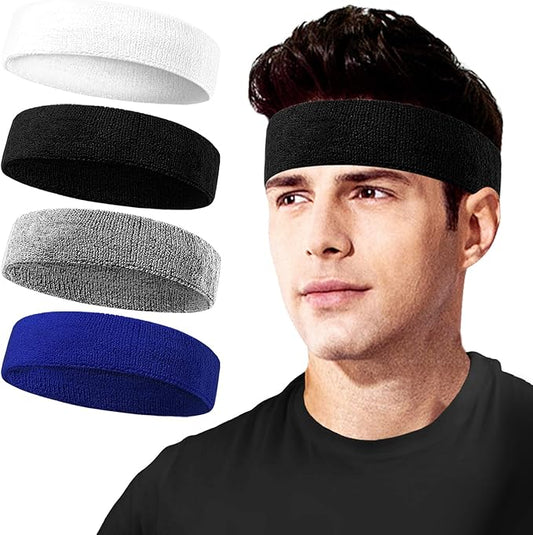 Sweatbands Sport Headbands for Men & Women, 12 Pcs Sweat Head Bands Moisture Wicking Sport Headband Cotton Sweatbands for Basketball, Athletic Exercise, Running