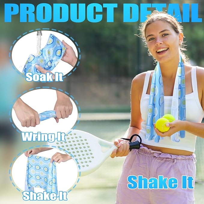 12 Pcs Tennis Towels in Fashionable Prints - Soft Microfiber Cotton 40 x 12 Inch Absorbent Fast Drying Cooling Towels - Tennis Gift for Women, Men, Team Sports Accessories