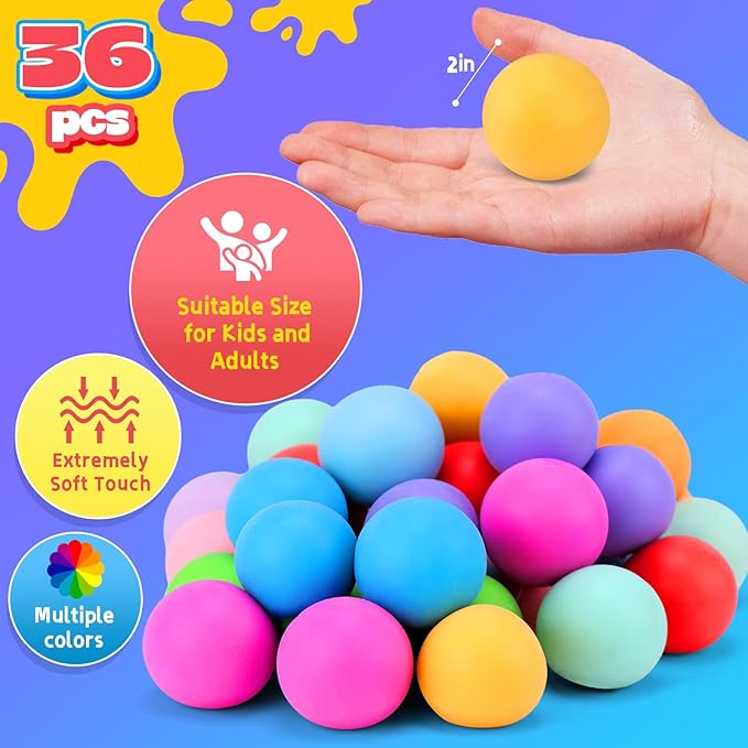 36PCS Color-Changing Stress Balls - Soft, Squeezeable Stress Relief Balls for Relaxation, Ages, Ideal for Parties, Home, Classroom, and Office Use, Slow-Rebound Design, Portable