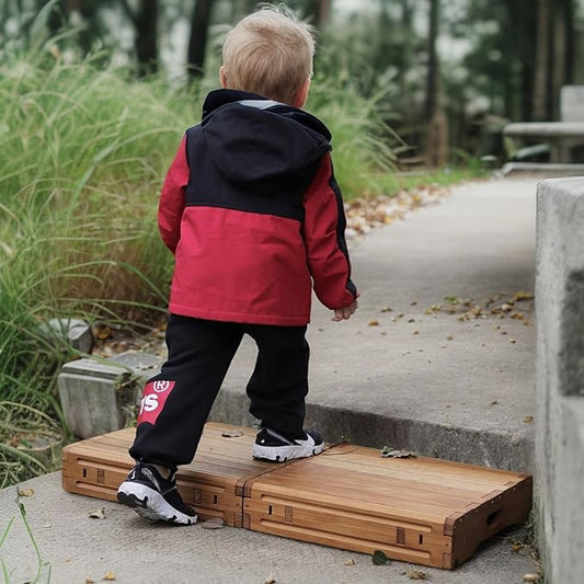 Wooden Platform 3.7" Height.One Step Stool Larger 31.5" for Adults&Senior. Carbonization Porch Step,Stair Assist Indoor&Outdoor,Bedside Foot Stepper,Mobility Stepping.for Handicap,Elderly,Kids