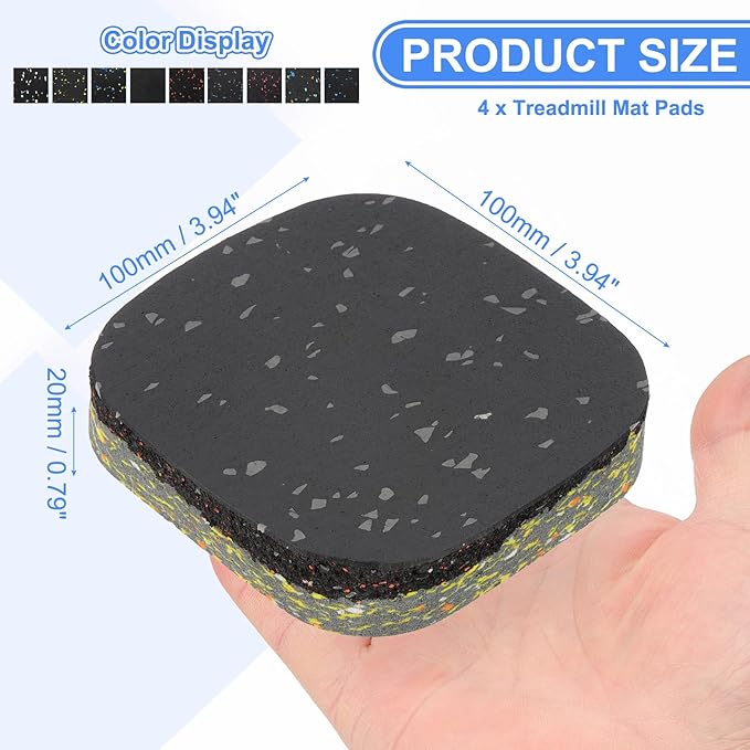 PATIKIL 4 Pcs Treadmill Mat Pads, 4x4x0.8 High Density Foam Anti Vibration Pad Sound Proof Floor Mat Exercise Equipment Mat for Carpet Protect Noise Reduction Home Gym, Gray
