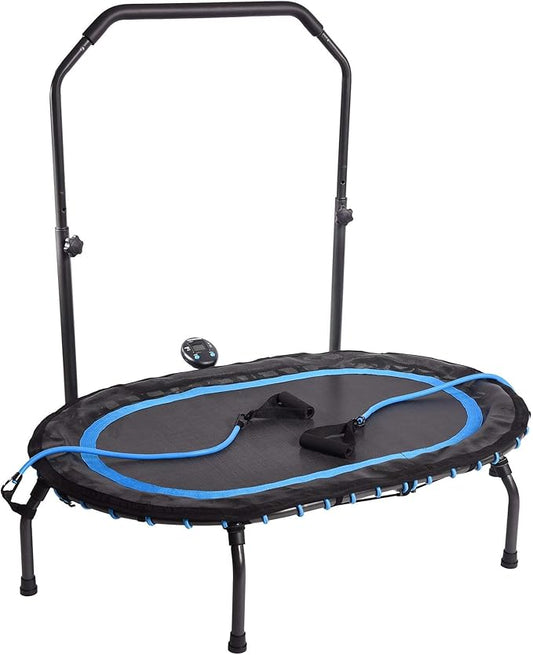 Stamina Folding Trampoline with Smart Workout App, Black - Portable Fitness Rebounder for Home Gym, Cardio & Strength Training, Jumping Exercise Equipment